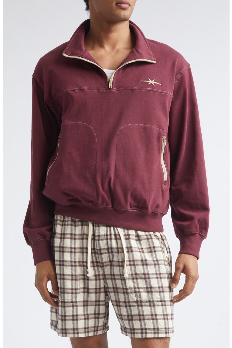 Bunkhouse Cotton Blend Quarter Zip Pullover, Main, color, DEEP BURGUNDY