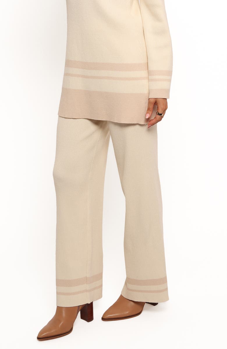 Petal & Pup Lowell Stripe Wide Leg Rib Pants, Alternate, color, White/ Cream