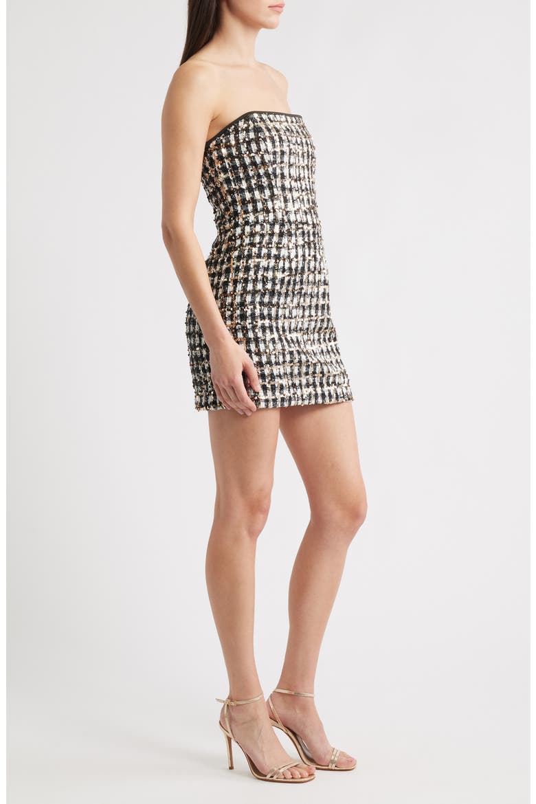 Loreilla Strapless Minidress, Alternate, color, TWEED SHIMMER