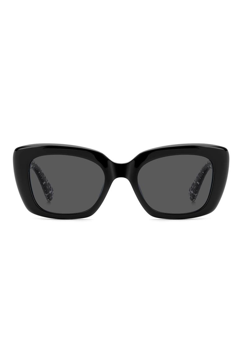 jenell 51mm polarized rectangular sunglasses, Main, color, BLACK