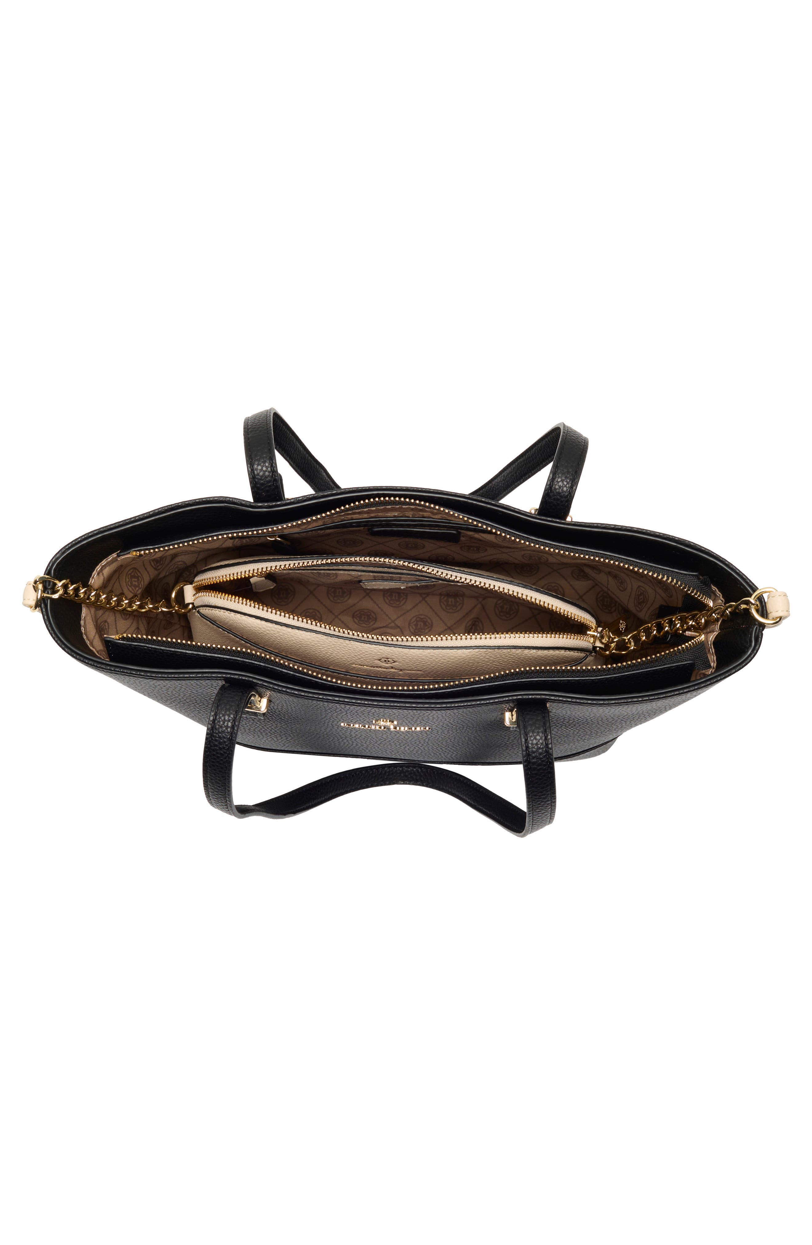Nanette Lepore Brielle Tote Bag & Dome Pouch, Alternate, color, Black - Ecru