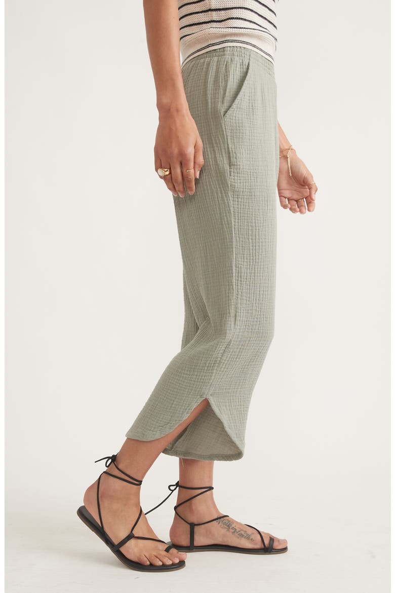 Corinne Wide Leg Double Cloth Cotton Pants, Alternate, color, SHADOW