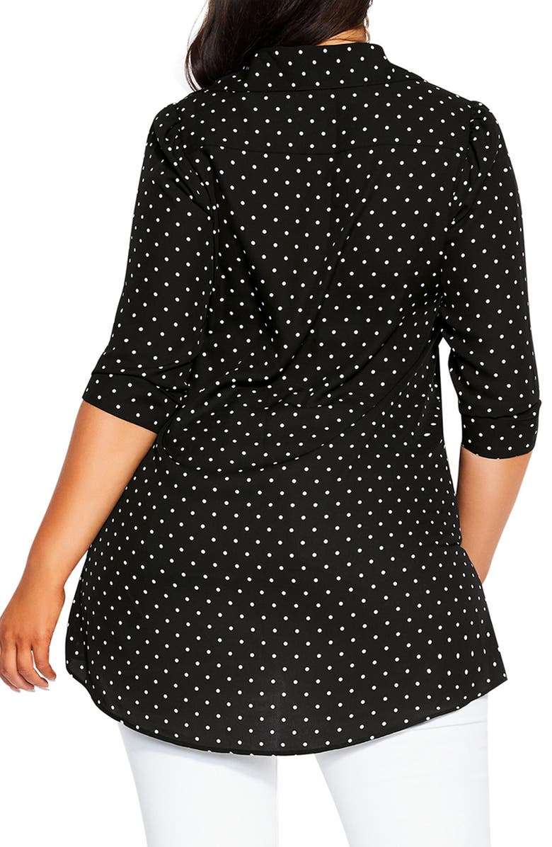 City Chic Dainty Spot Button-Up Shirt, Alternate, color, 