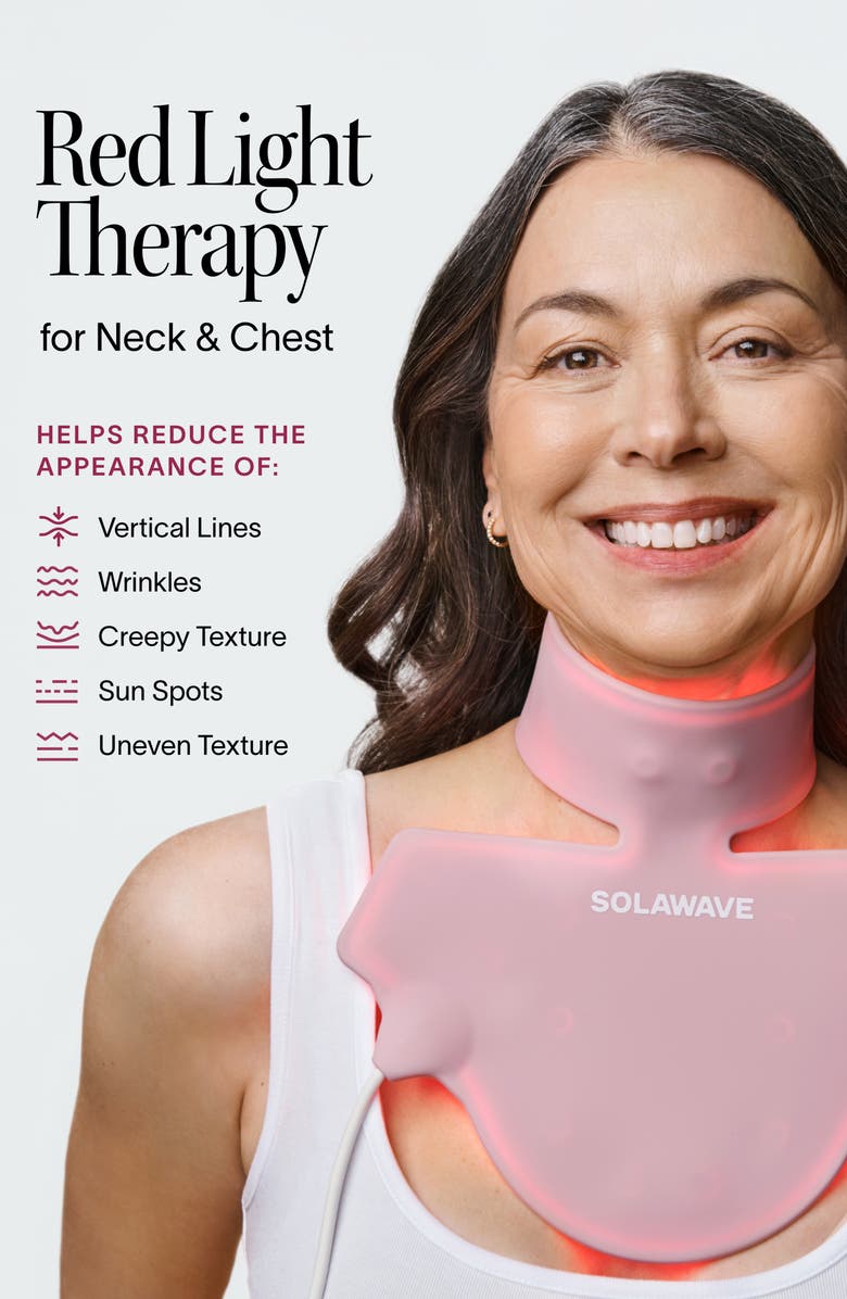 SolaWave Neck & Chest Rejuvenating Red Light Therapy Mask, Alternate, color, Pink