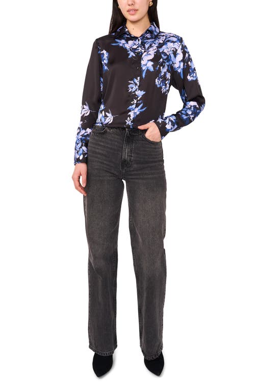1.state Floral Button-up Shirt In Blue