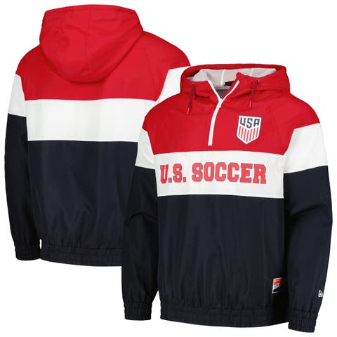 Men's 5th & Ocean by New Era Navy USMNT Throwback Quarter-Zip Windbreaker Jacket