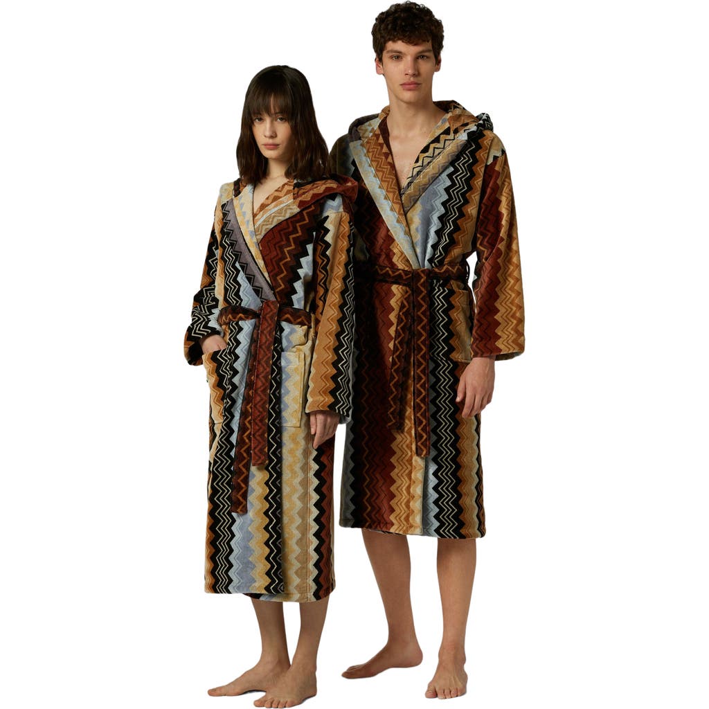 Missoni Home Giacomo Hooded Bathrobe In Black