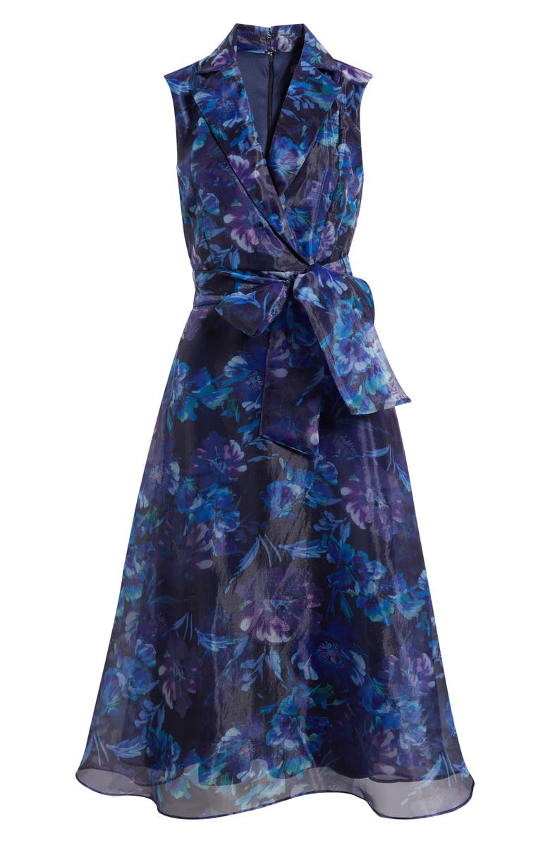 Julia Jordan Flroal Wrap Front Sleeveless Cocktail Dress, Alternate, color, Blue Multi