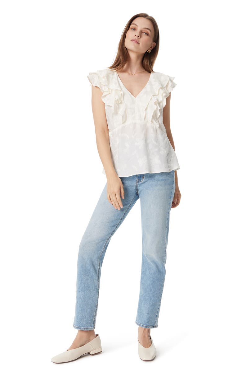 Sam Edelman Maila Ruffle Satin Top, Alternate, color, Parchment