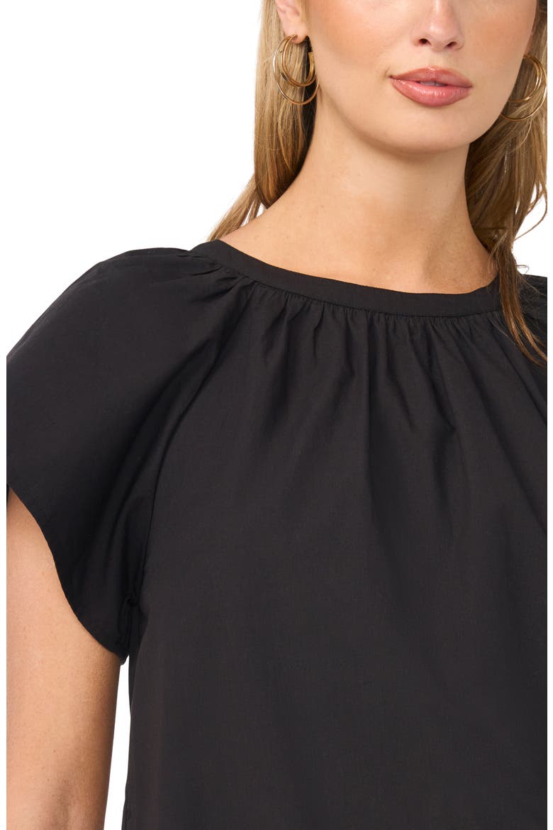 Embroidered Flutter Sleeve Top, Alternate, color, RICH BLACK