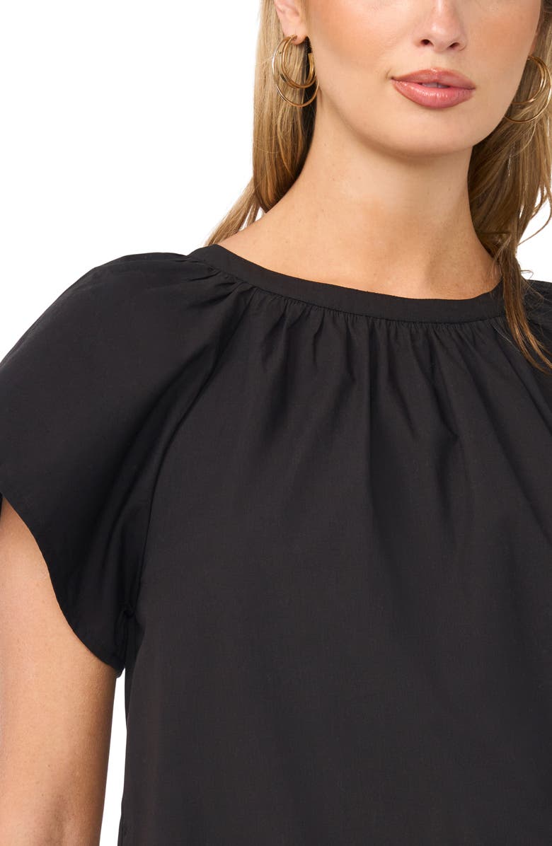 Vince Camuto Embroidered Flutter Sleeve Top, Alternate, color, Rich Black