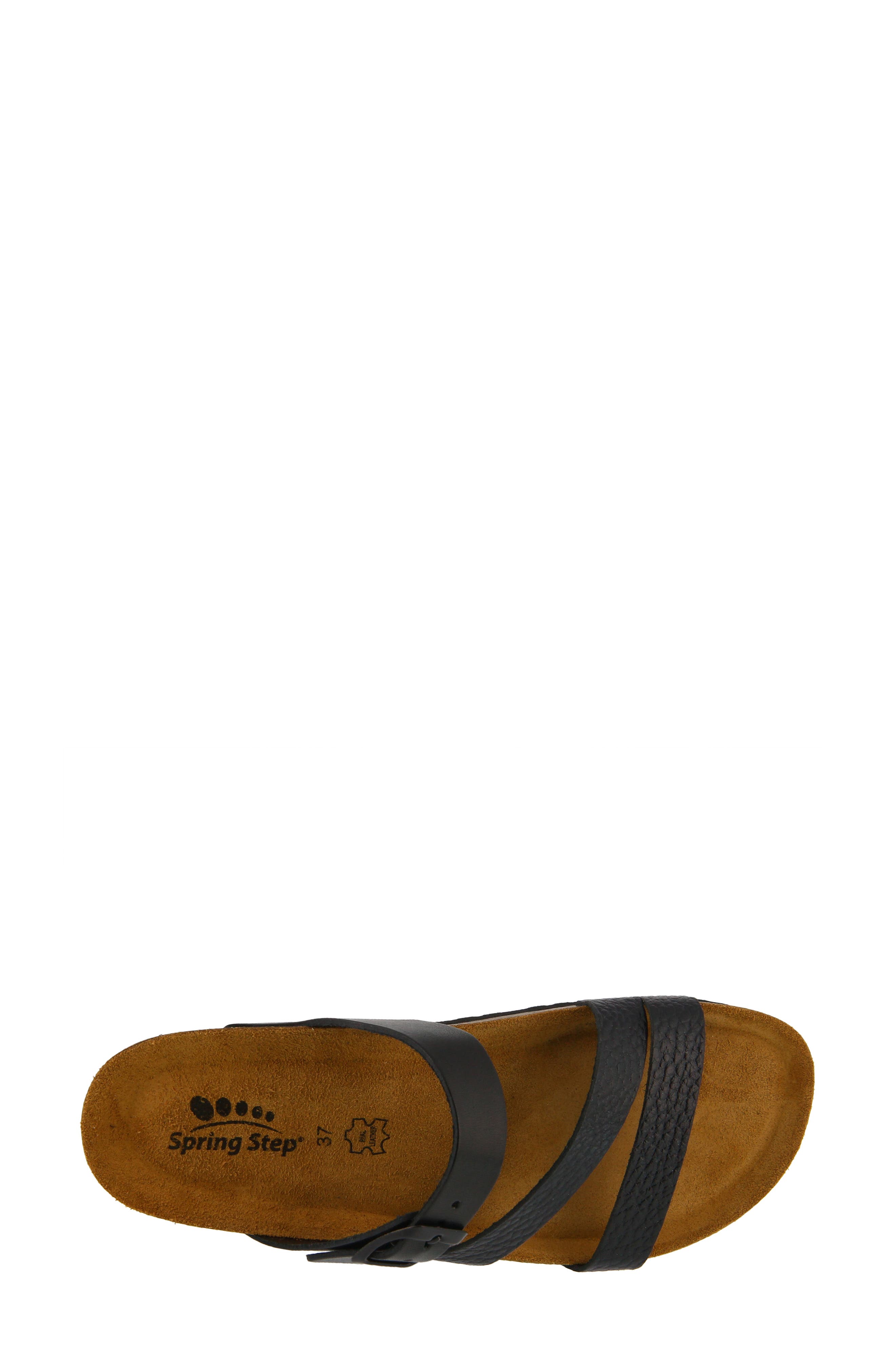 Flossie Slide Sandal, Alternate, color, BLACK/ BLACK LEATHER