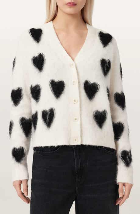 Scatter Heart Alpaca & Merino Wool Blend Cardigan