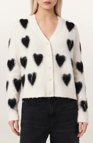 AllSaints Scatter Heart Alpaca & Merino Wool Blend Cardigan