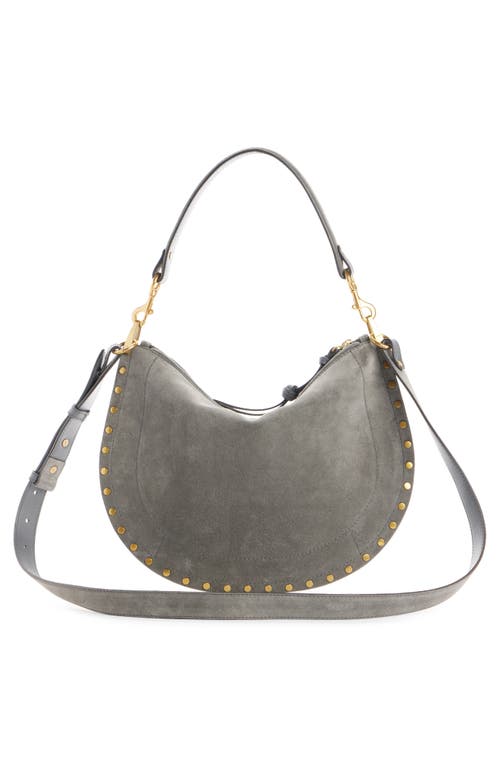 Isabel Marant Oskan Soft Suede Zipped Shoulder Bag In Gray