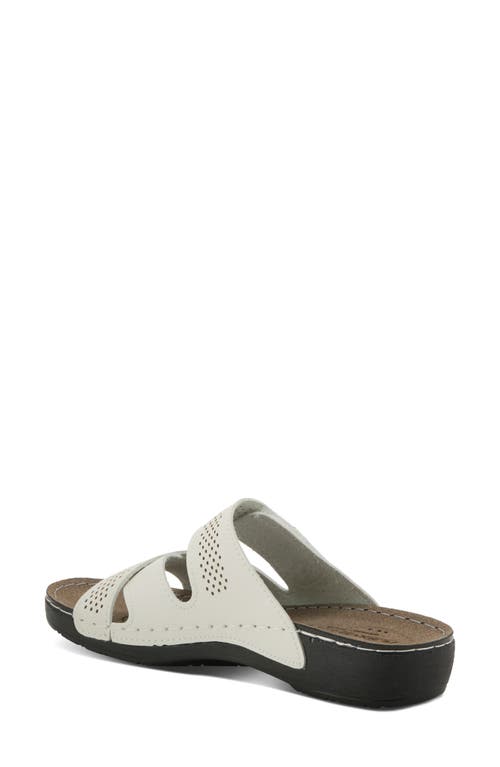 Flexus By Spring Step Perforated Slide Sandal In White