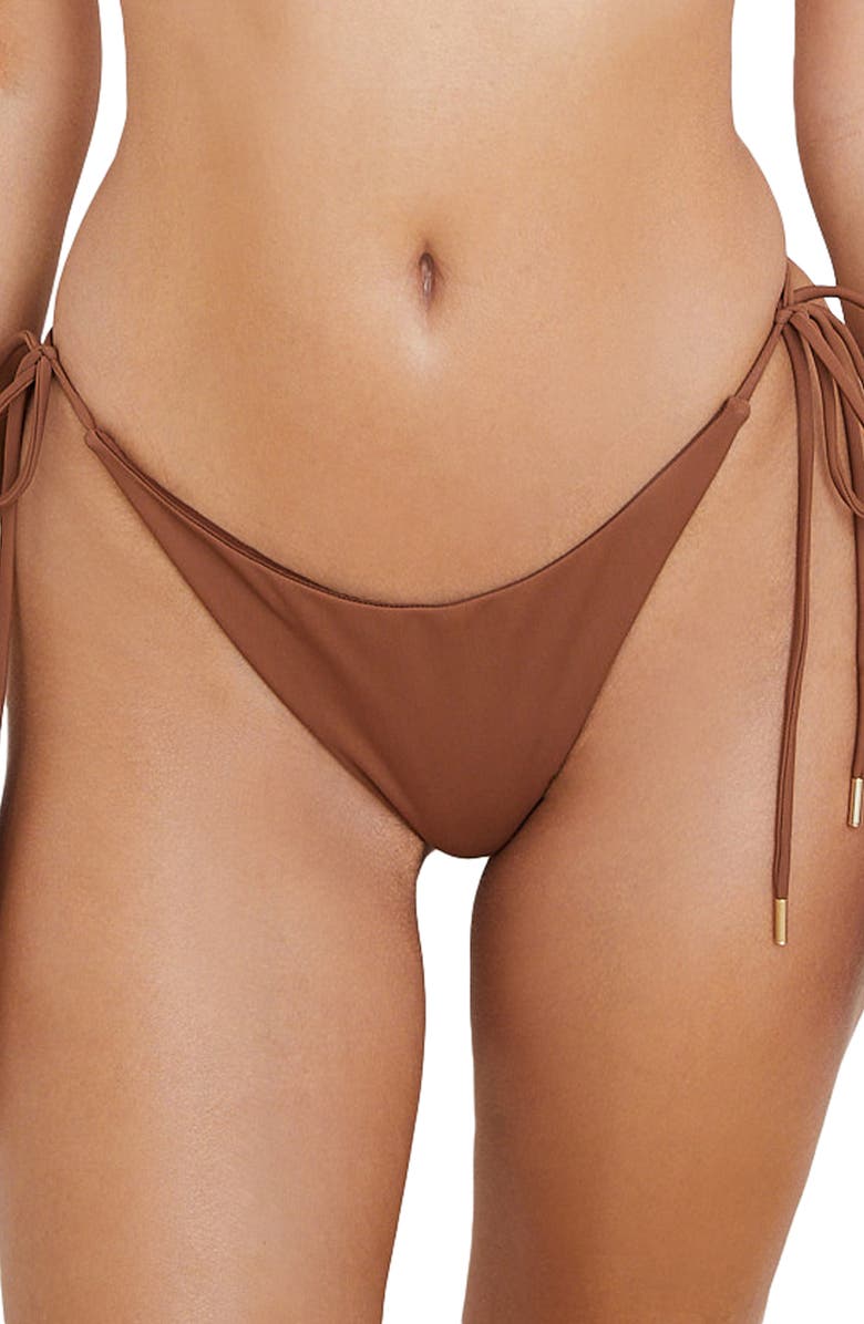 HOUSE OF CB Lira Tie Side Bikini Bottoms, Main, color, Chocolate