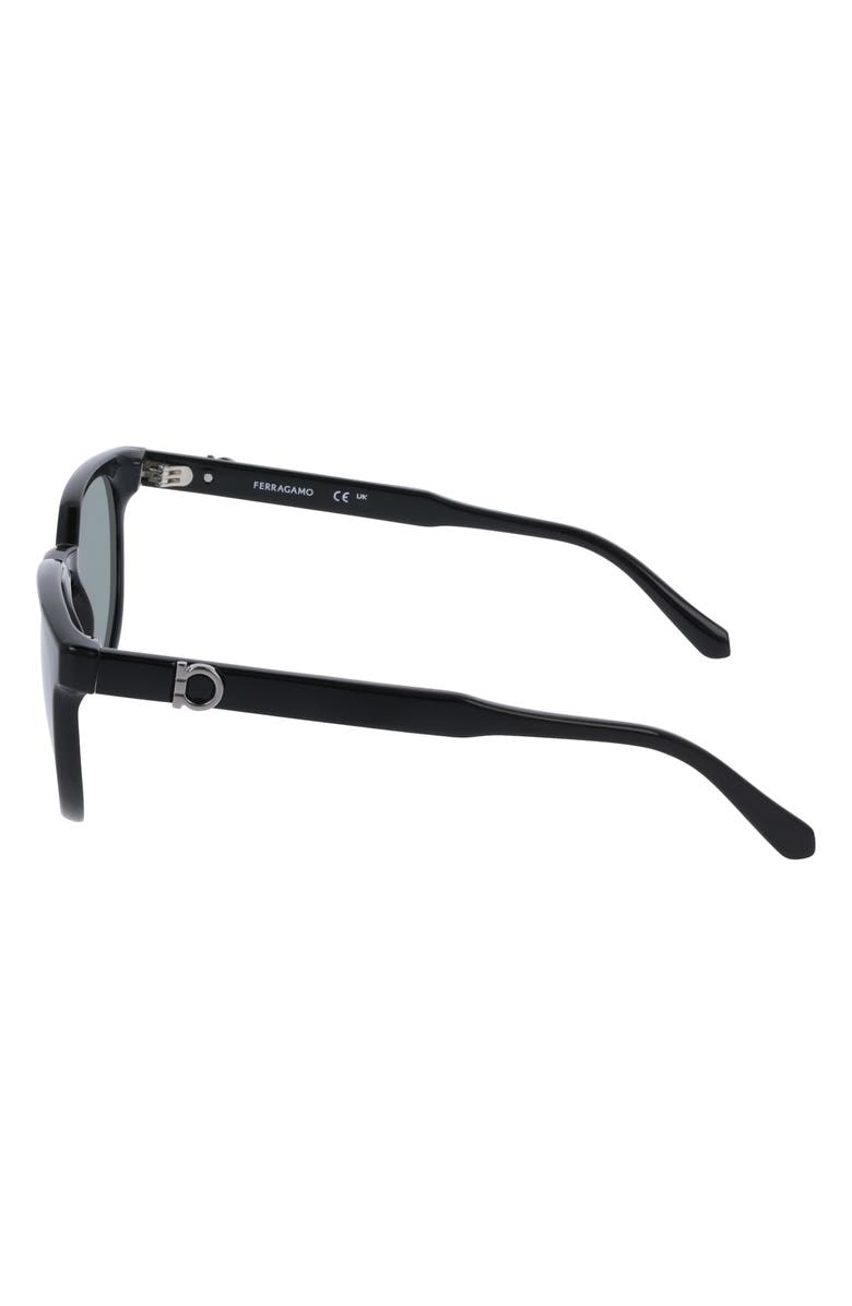 FERRAGAMO 53mm Round Sunglasses, Alternate, color, Black