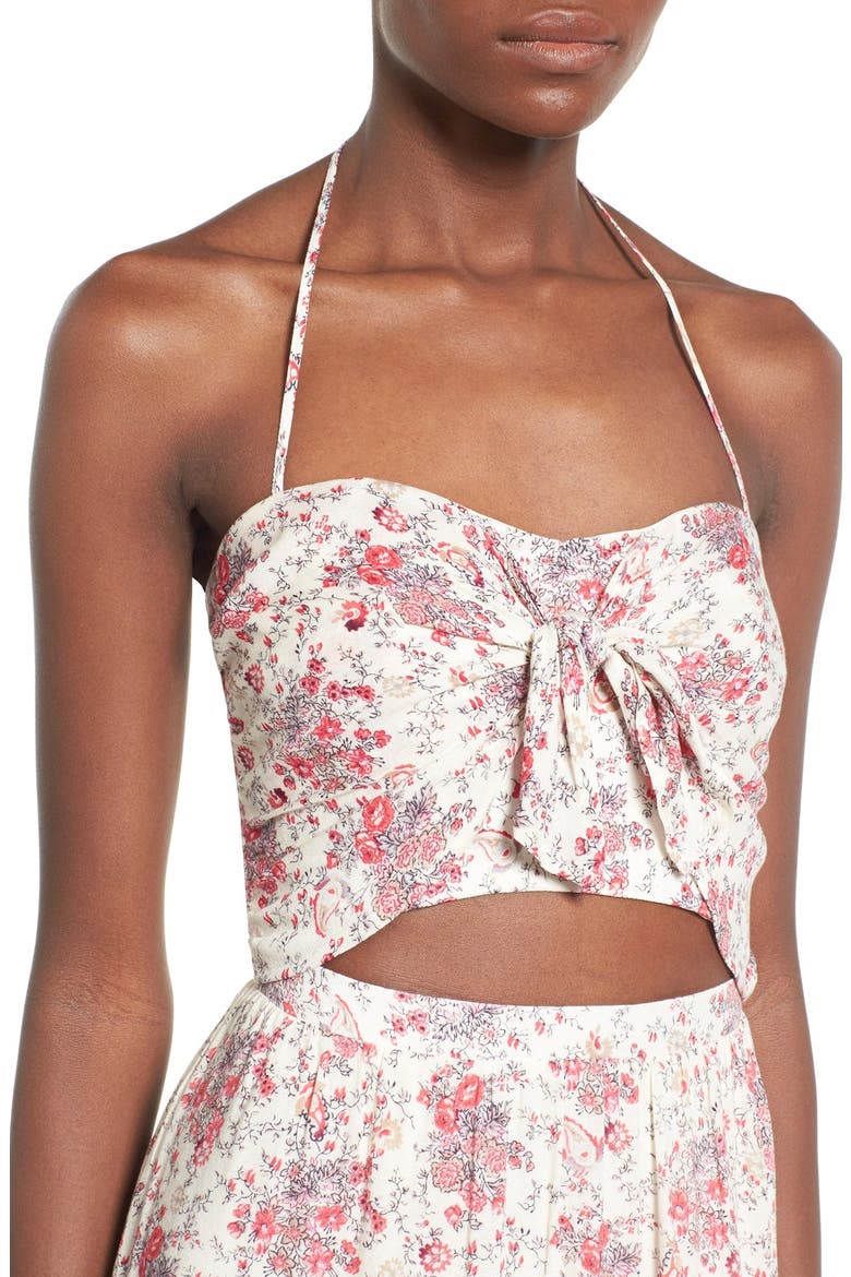 Floral Print Halter Midi Dress, Alternate, color, GARDEN PRINT