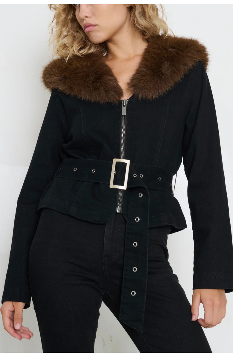 TT Studios Carm Denim Faux Fur Jacket, Main, color, William St.