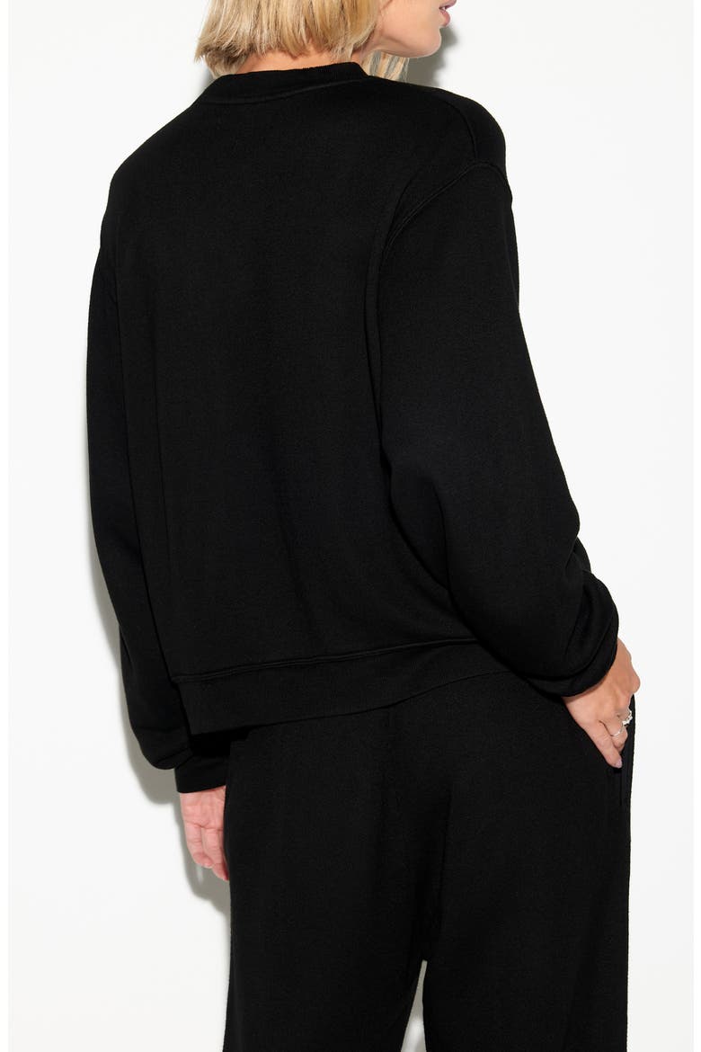 Logo Cotton & Linen Graphic Sweatshirt, Alternate, color, BLACK