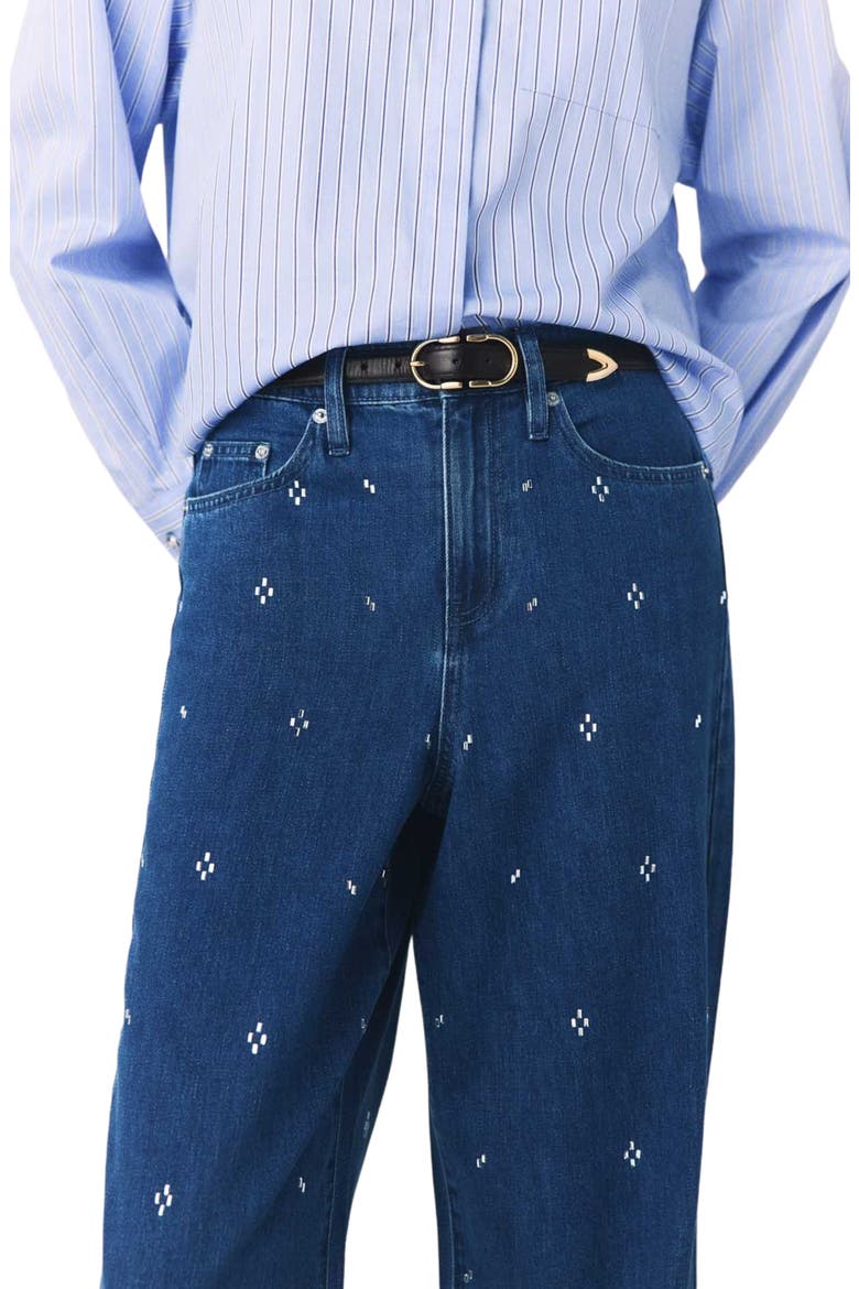 Wide jeans with rhinestones, Alternate, color, Blue