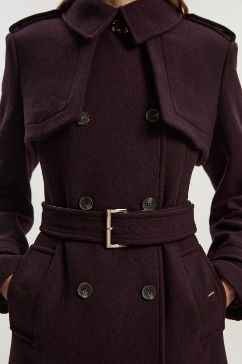 Karen Millen Petite Wool Trench Maxi Coat In Brown