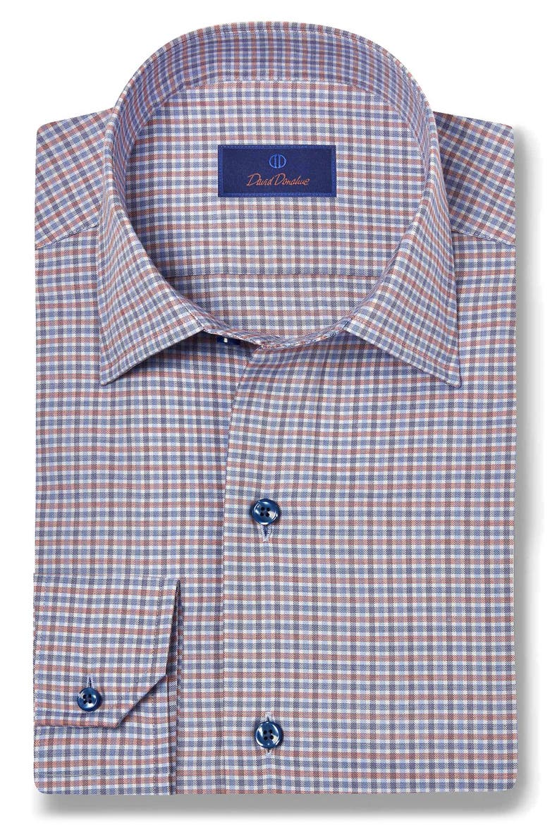 Twill Check Sport Shirt, Main, color, BLUE/ ORANGE