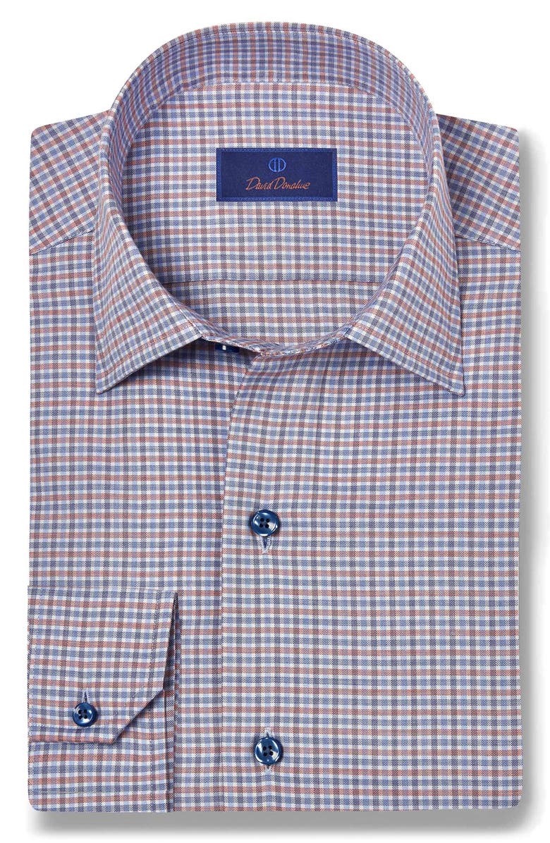David Donahue Twill Check Sport Shirt, Main, color,