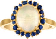 FZN 14K Gold Over Silver Opal & Sapphire Ring