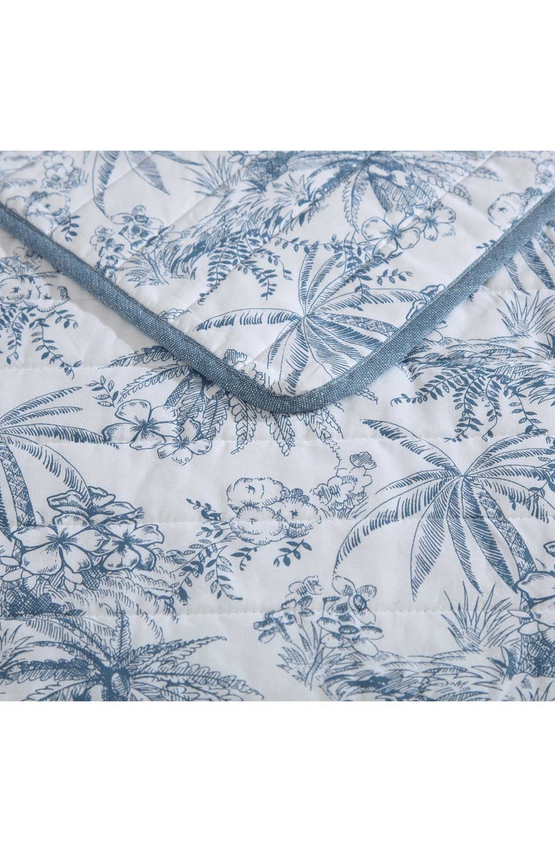Tommy Bahama Pen and Ink Palm Print Queen Quilt & Shams Set, Alternate, color, Dark Blue