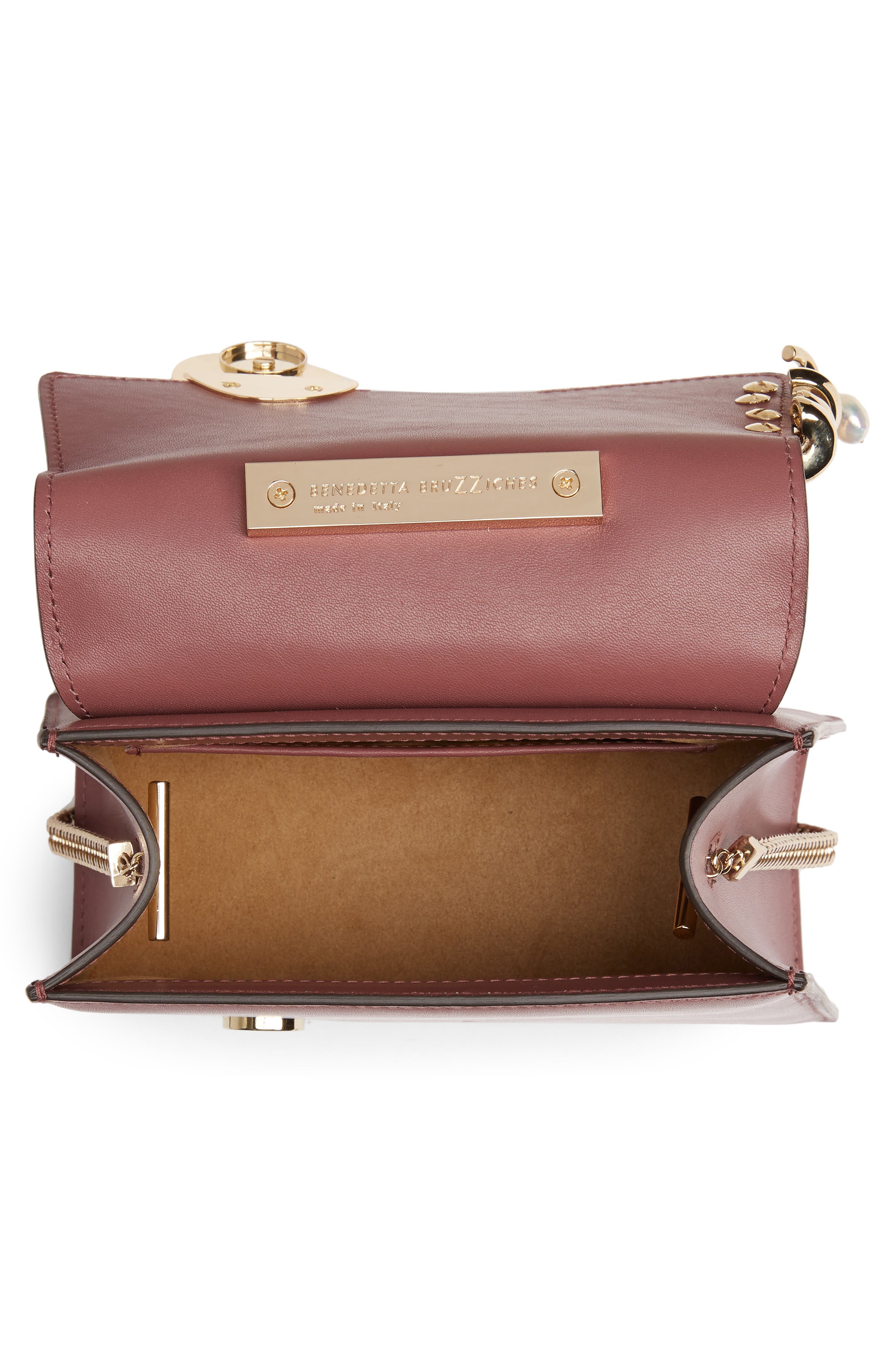 Benedetta Bruzziches Small Brigitta Pierced Calfskin Leather Top Handle Satchel, Alternate, color, 