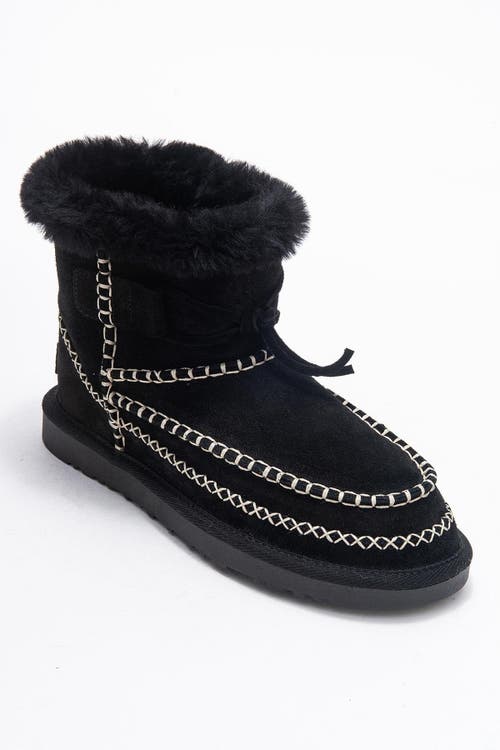 Forever & Always Shoes Jorel Leather Fur Lined Ankle Boot In Black