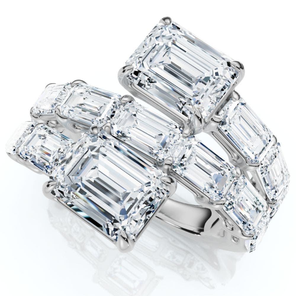 Женские аксессуары Bliss Diamond 6 1/2Ct Emerald Cut Diamond Ring Gold Women's Right Hand Anniversary Band — фото 2