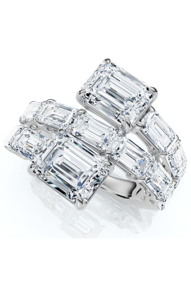 6 1/2Ct Emerald Cut Diamond Ring Gold Women's Right Hand Anniversary Band, Alternate, color, 14k White Gold