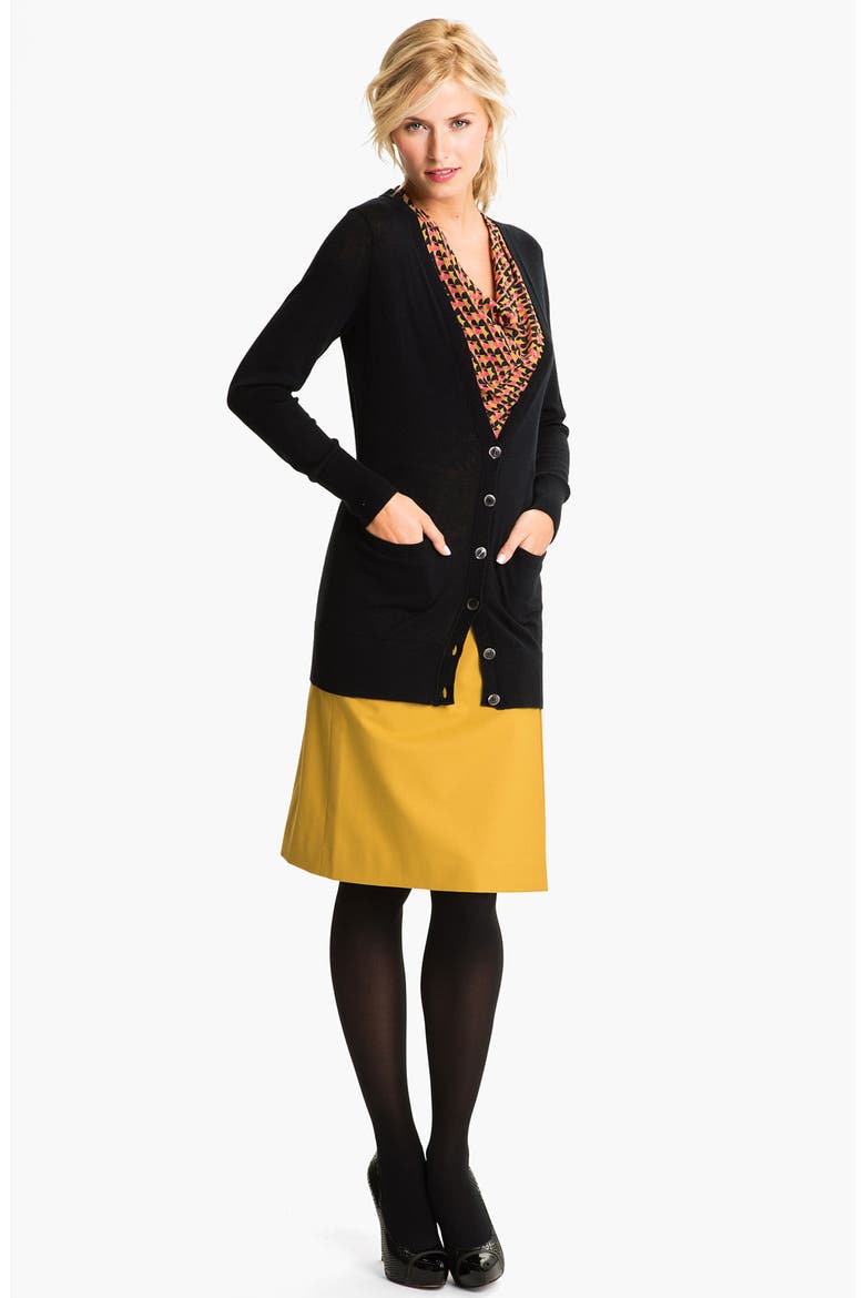'Seta' V-Neck Cardigan, Alternate, color, BLACK