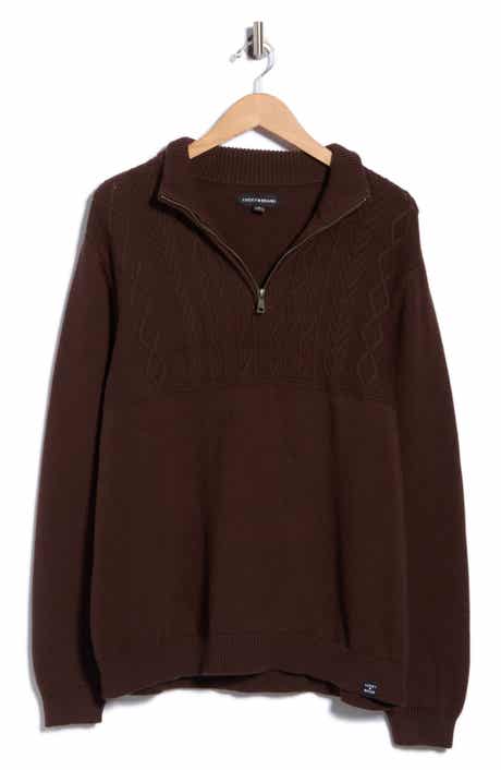 Cable Mock Neck Quarter Zip Sweater