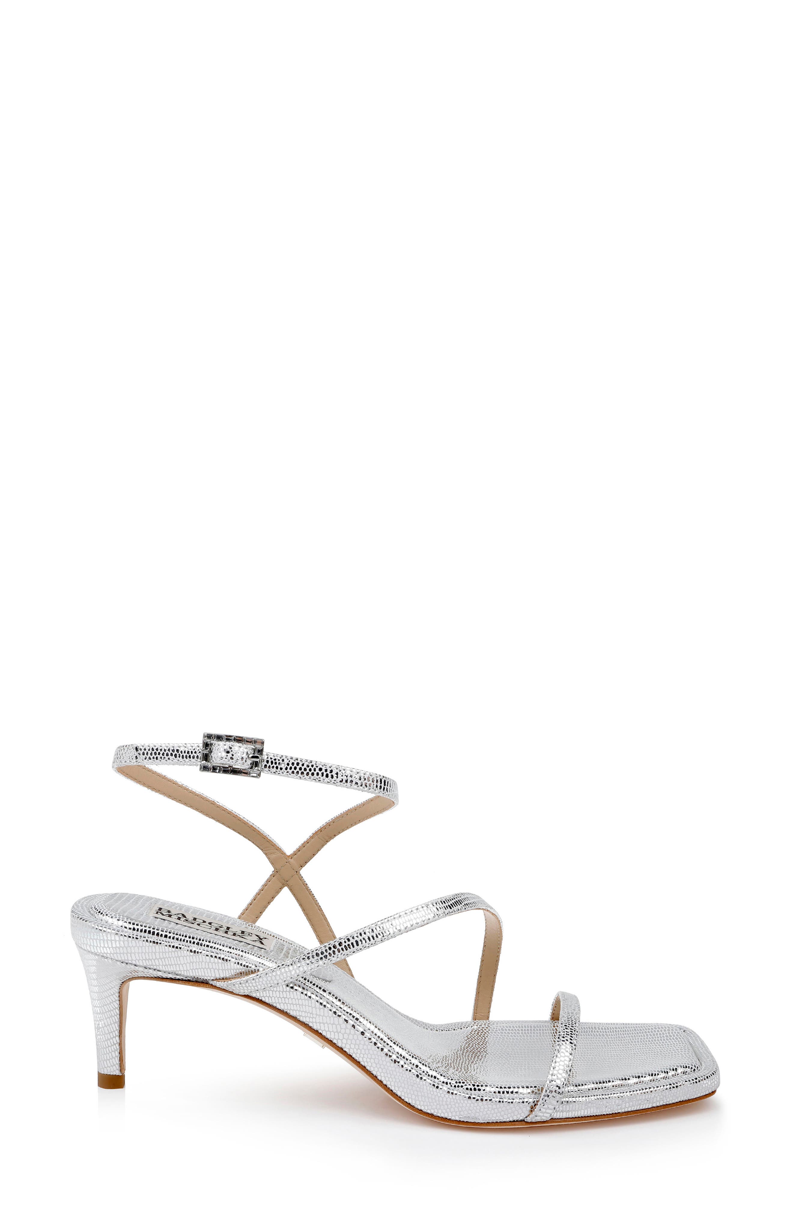 Badgley Mischka Collection Gracelyn Ankle Strap Sandal, Alternate, color, Silver Lizard