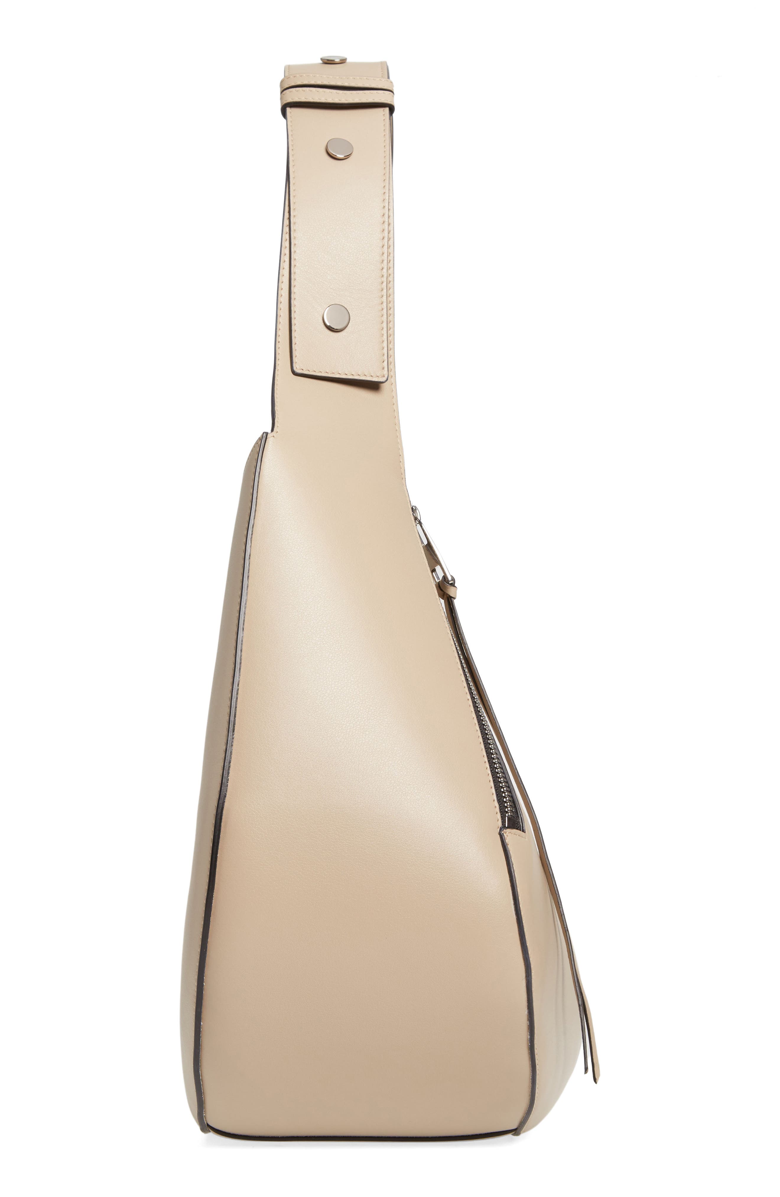 McQueen The Skull Leather Hobo Bag, Alternate, color, Camel