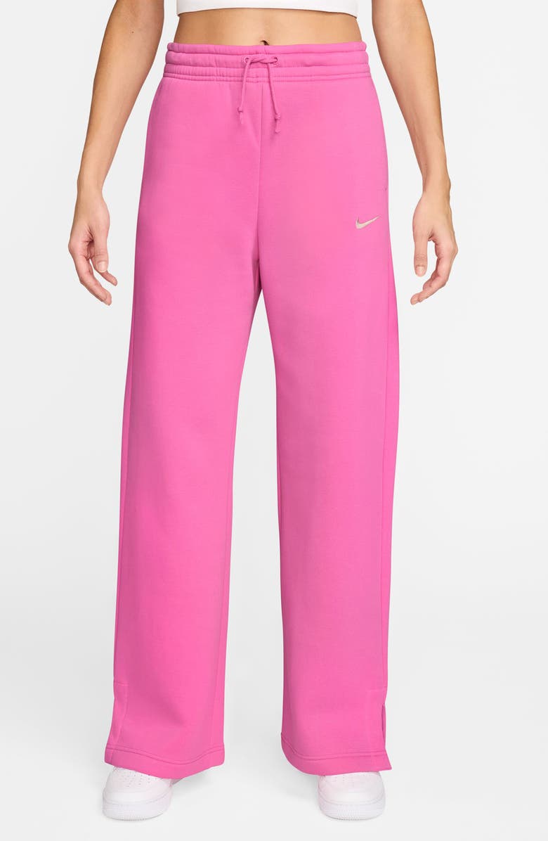 Nike Sportswear Phoenix High Waist Wide Leg Sweatpants, Main, color, Playful Pink/Sail