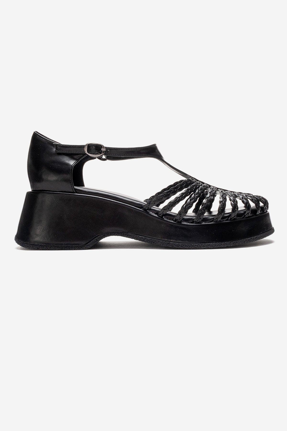 Prologue Shoes Barry Woven Wedge Sandal, Alternate, color, Black