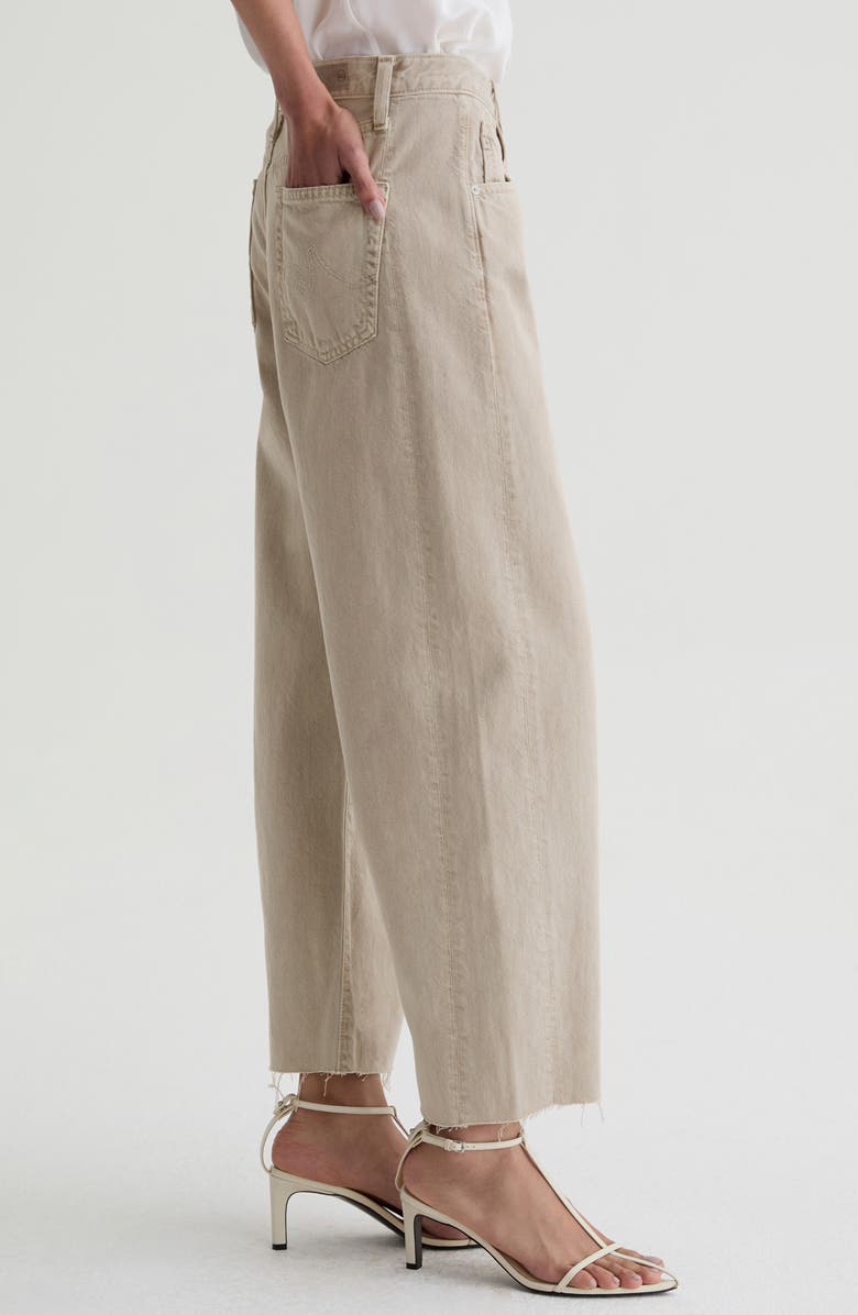 AG Hattie Raw Hem High Waist Crop Barrel Jeans, Alternate, color, Sulfur Light Taupe