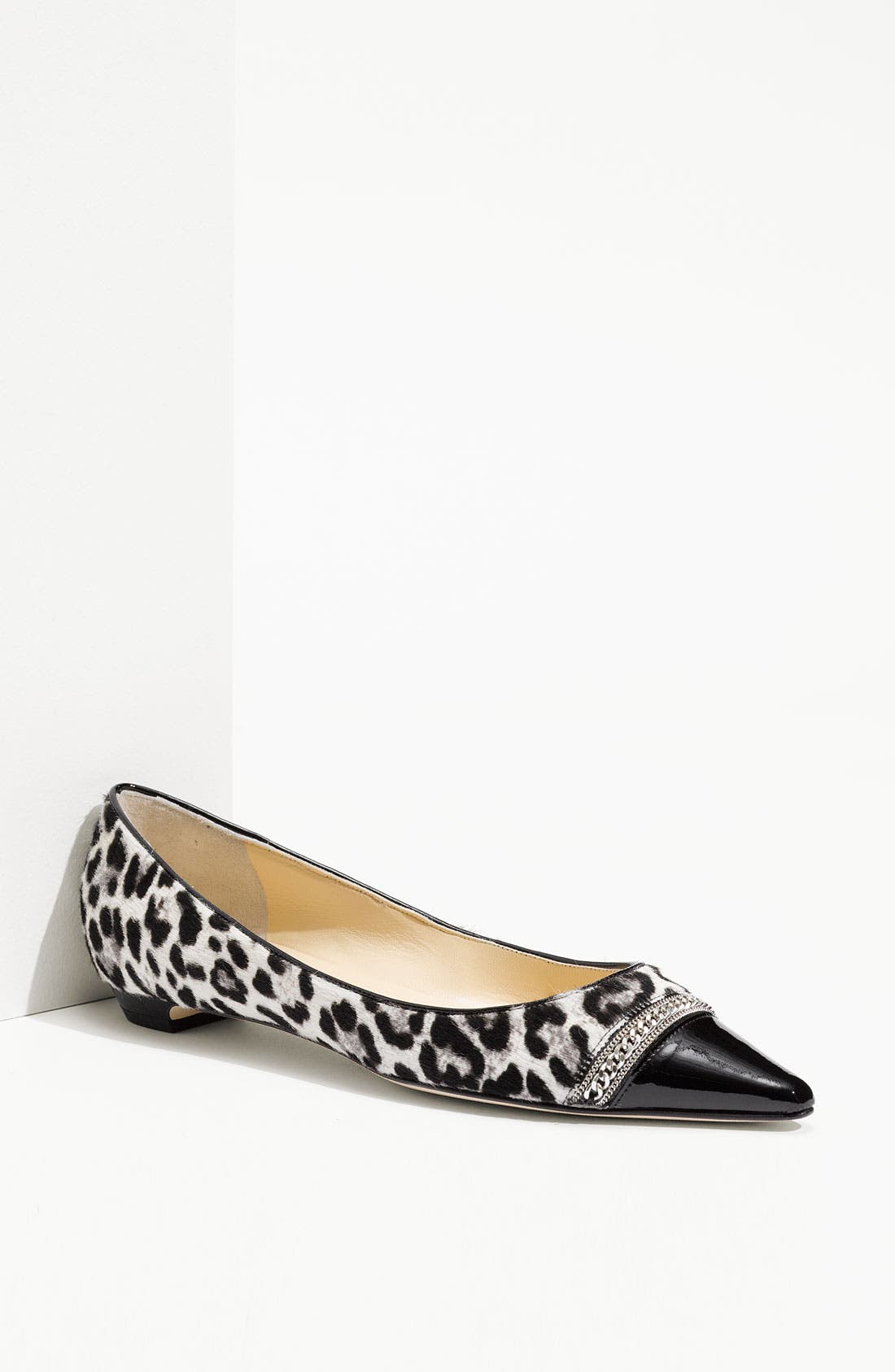 'Berry' Calf Hair Flat, Main, color, BLACK GREY WHITE