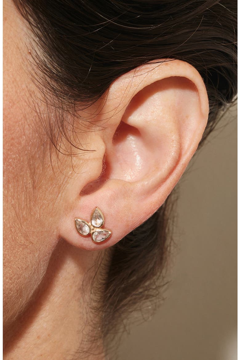 Bouquet Fleur de Lis Stud Earrings, Alternate, color, CLEAR TOPAZ