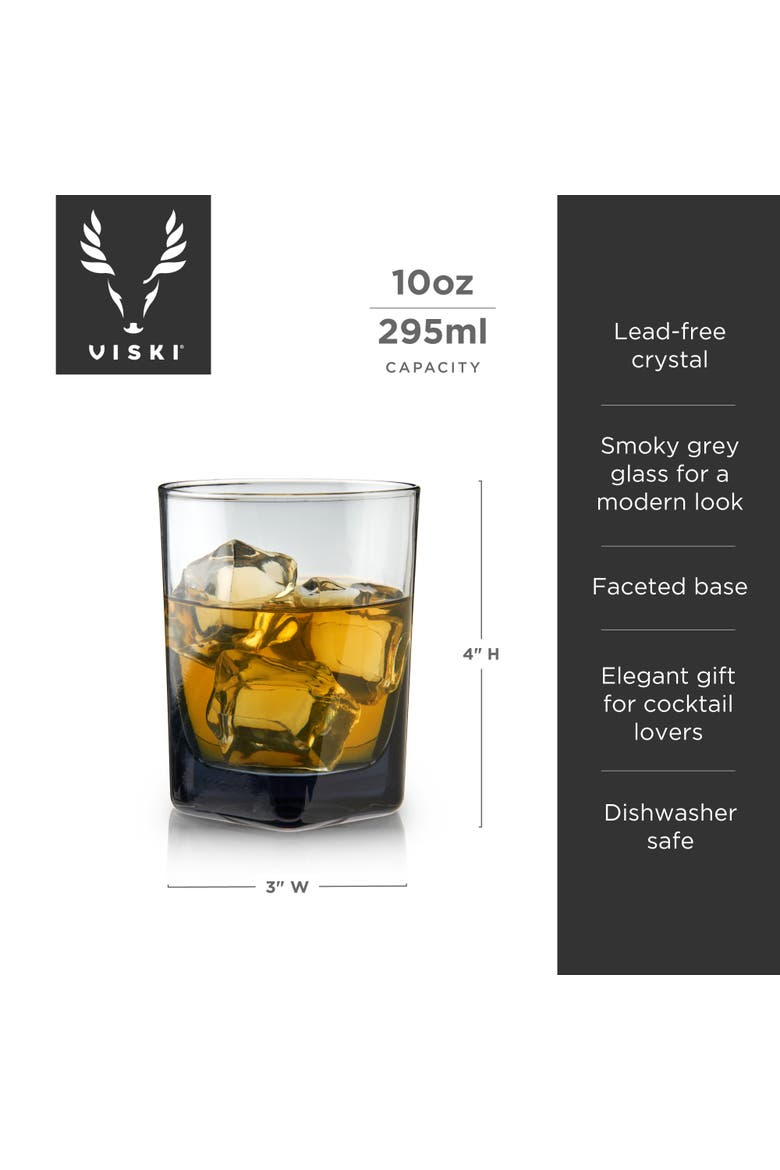 Crystal Double Old Fashioned Glasses, Alternate, color, Grey