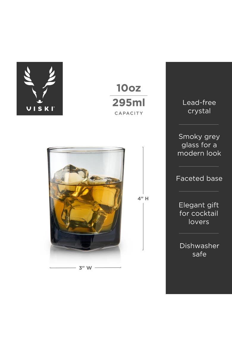 Viski Crystal Double Old Fashioned Glasses, Alternate, color, Grey