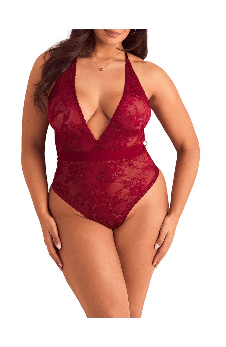 Adore Me Morgaine Bodysuit Lingerie, Main, color, Dark Red