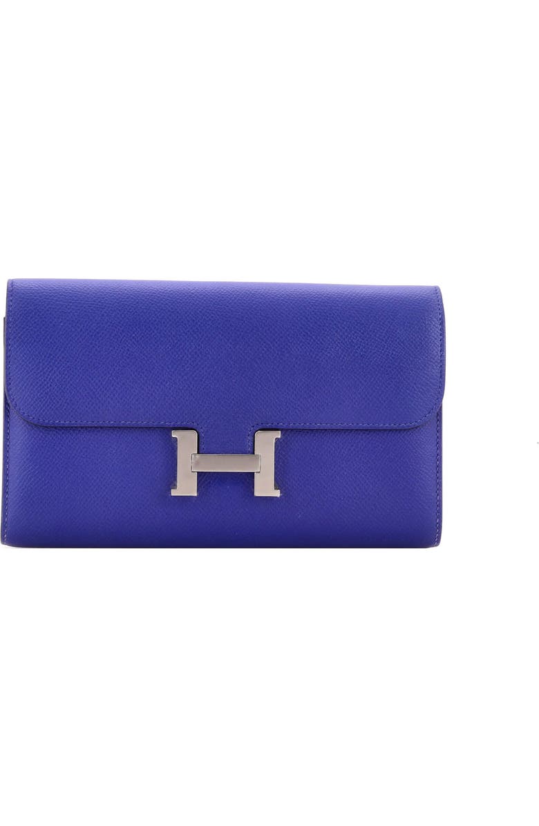Pre-Owned Hermes Constance Wallet Epsom Long, Main, color, Bleu Electrique