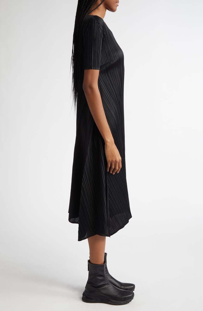 Pleats Please Issey Miyake Efficient Square Pleated Short Sleeve A-Line Dress, Alternate, color, 