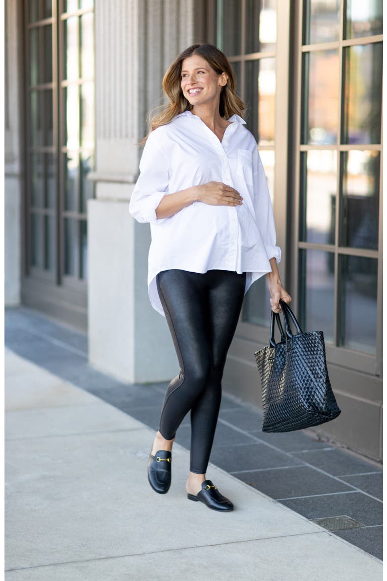 Mama Faux Leather Maternity Leggings, Alternate, color, VERY BLACK